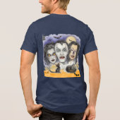 不気味な笑い仮面、黒猫の観察 トライブレンドＴシャツ (裏面)