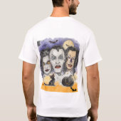 不気味な笑う仮面、黒猫の時計 Tシャツ (裏面)