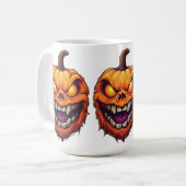 不気味な笑顔のカボチャの頭 コーヒーマグカップ (正面左)