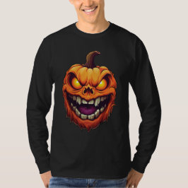 不気味な笑顔のカボチャの頭 Tシャツ