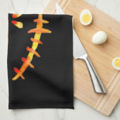 不気味な笑顔のジャックO'ランタン顔 キッチンタオル (四つ折り)