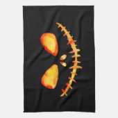 不気味な笑顔のジャックO'ランタン顔 キッチンタオル (縦)