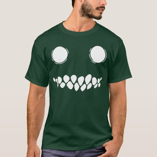 不気味な笑顔のハロウィンホラーコスチュームアートパー Tシャツ (正面)