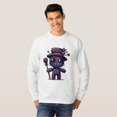 不気味な紫のブードゥー人形デザイン Tシャツ (正面フル)