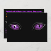 不気味な紫の目を暗い夜のハローウィンパーティ 招待状 (正面/裏面)