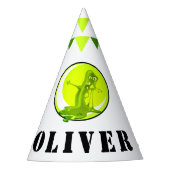 不気味な緑のスライムモンスターキッドの誕生日パーティー パーティーハット (正面)