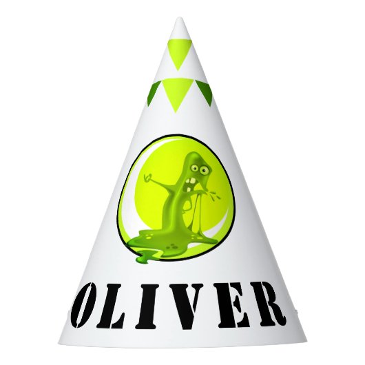 不気味な緑のスライムモンスターキッドの誕生日パーティー パーティーハット (正面)