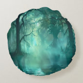 不気味な緑の湿地 ラウンドクッション (裏面)