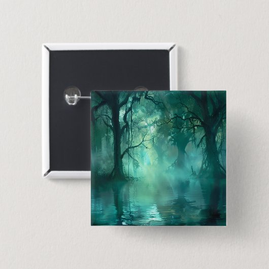 不気味な緑の湿地 缶バッジ (正面&裏面)