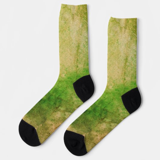 不気味な緑の黄色の抽象デザイン水の色の外観 ソックス (左)