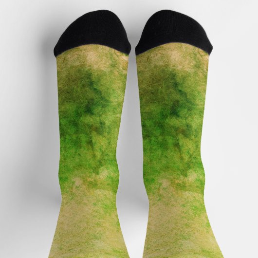 不気味な緑の黄色の抽象デザイン水の色の外観 ソックス (上部)
