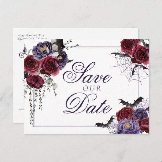 不気味な美しさ | ゴシックバラとこうもり結婚ズ 案内ポストカード (正面/裏面)