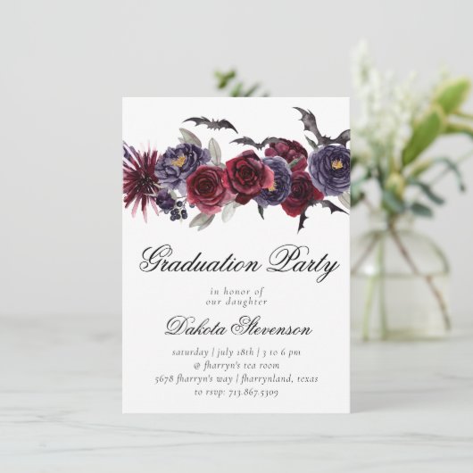 不気味な美しさ |ゴシックフローラこうもり卒業 招待状 (スタンド正面)