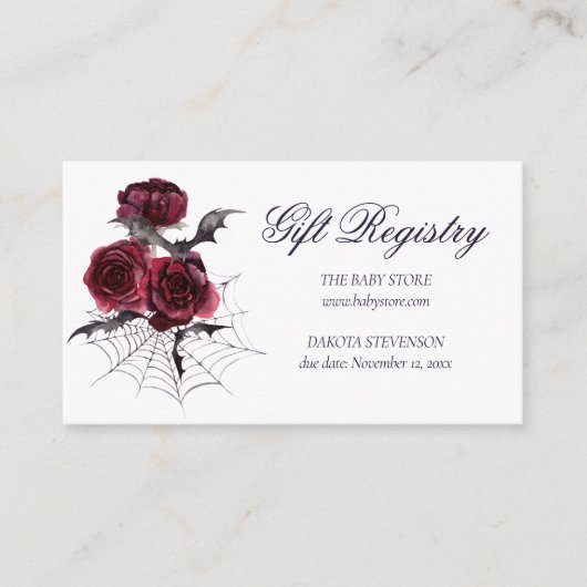 不気味な美しさ |ゴシックフローラシャワーレジストリ エンクロージャーカード (正面)