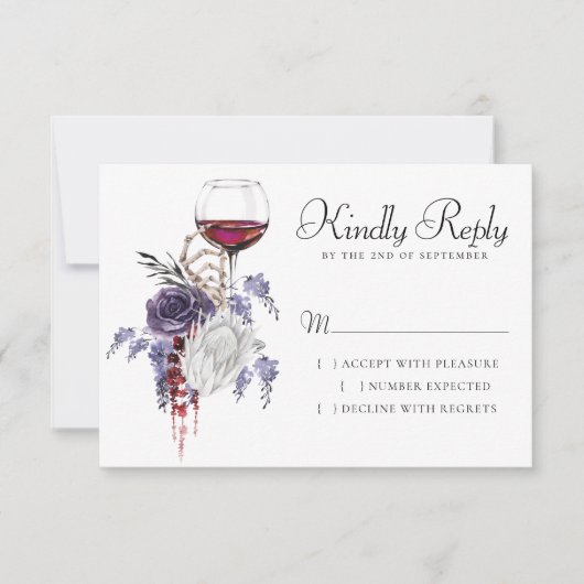 不気味な美しさ |ゴシック色の赤と紫のフローラ 出欠カード (正面)