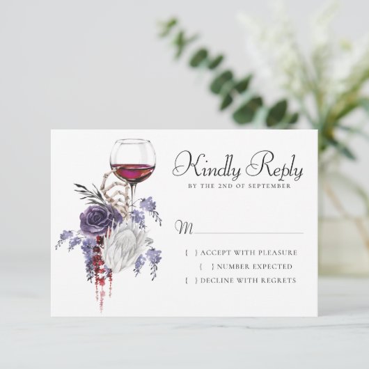 不気味な美しさ |ゴシック色の赤と紫のフローラ 出欠カード (スタンド正面)