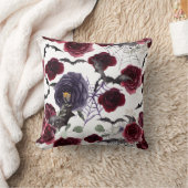 不気味な美しさ |暗色ゴシックバラとこうもり クッション (ブランケット)