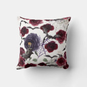 不気味な美しさ |暗色ゴシックバラとこうもり クッション (裏面)