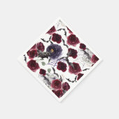 不気味な美しさ |暗色ゴシックバラとこうもり スタンダードカクテルナプキン (角)