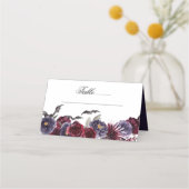 不気味な美しさ |暗色ゴシックバラとこうもり プレイスカード (正面)