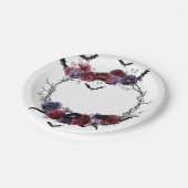 不気味な美しさ |暗色ゴシックバラとこうもり ペーパープレート (アングル)