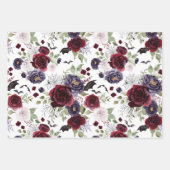 不気味な美しさ |暗色ゴシックバラとこうもり ラッピングペーパーシート (正面)