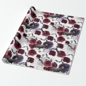 不気味な美しさ |暗色ゴシックバラとこうもり ラッピングペーパー (アンロールド)