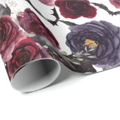 不気味な美しさ |暗色ゴシックバラとこうもり ラッピングペーパー (ロールコーナー)