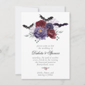 不気味な美しさ |暗色ゴシックバラとこうもり 招待状 (正面)