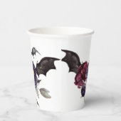 不気味な美しさ |暗色ゴシックバラとこうもり 紙コップ (右)