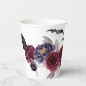 不気味な美しさ |暗色ゴシックバラとこうもり 紙コップ (正面)