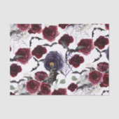 不気味な美しさ |暗色ゴシックバラとこうもり 薄葉紙 (正面)