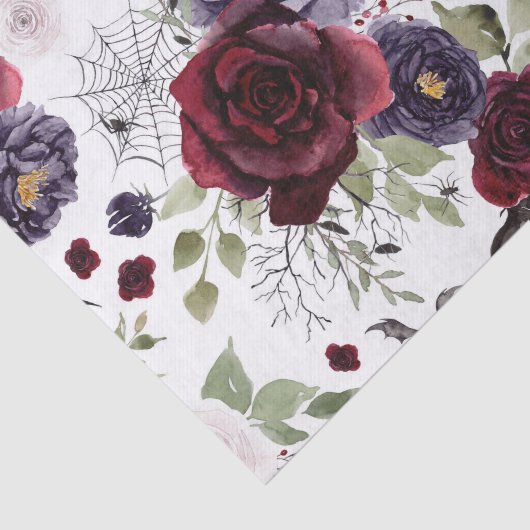 不気味な美しさ |暗色ゴシックバラとこうもり 薄葉紙 (詳細)