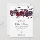 不気味な美しさ |濃い赤と紫のフローラこうもり 招待状 (正面)