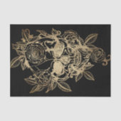 不気味な美しさ |金ゴールドグランジスカルとバラ 薄葉紙 (正面)