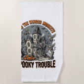 不気味な羽の猿のハロウィンTシャツ_1 ビーチタオル (正面)