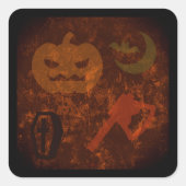 不気味な背景のハロウィーンの怖さ スクエアシール (正面)