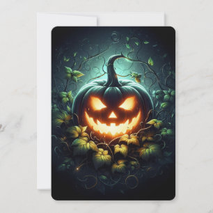 不気味な自然の光るハロウィンのカボチャ シーズンカード