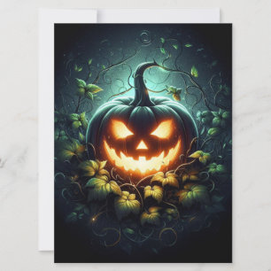 不気味な自然の光を放つハロウィンのカボチャ シーズンカード
