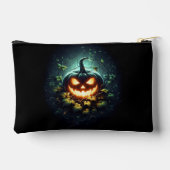 不気味な自然発光のハロウィンのかぼちゃ アクセサリーポーチ (裏面)