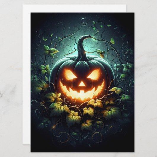 不気味な自然発光のハロウィンのかぼちゃ シーズンカード (正面/裏面)