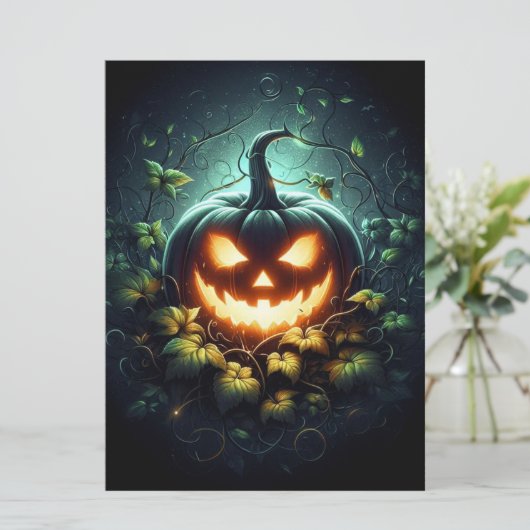 不気味な自然発光のハロウィンのかぼちゃ シーズンカード (スタンド正面)