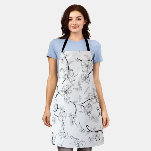 不気味な花の模様7 エプロン (着用した状態)