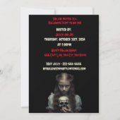 不気味な若い女の子とスカルハローウィンパーティ 招待状 (正面)