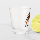 不気味な茶色とオレンジ色のタランチュラのクモの漫画 ショットグラス (左)