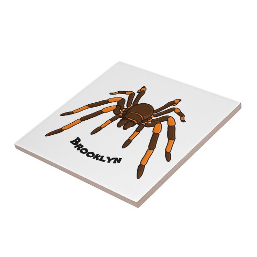 不気味な茶色とオレンジ色のタランチュラのクモの漫画 タイル (側面)