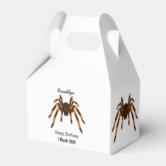 不気味な茶色とオレンジ色のタランチュラのクモの漫画 フェイバーボックス (裏面サイド)