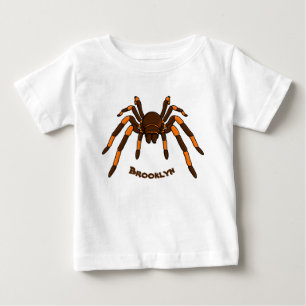不気味な茶色とオレンジ色のタランチュラのクモの漫画 ベビーTシャツ