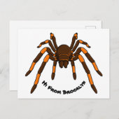 不気味な茶色とオレンジ色のタランチュラのクモの漫画 ポストカード (正面/裏面)