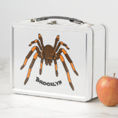 不気味な茶色とオレンジ色のタランチュラのクモの漫画 メタルランチボックス (インサイチュ)